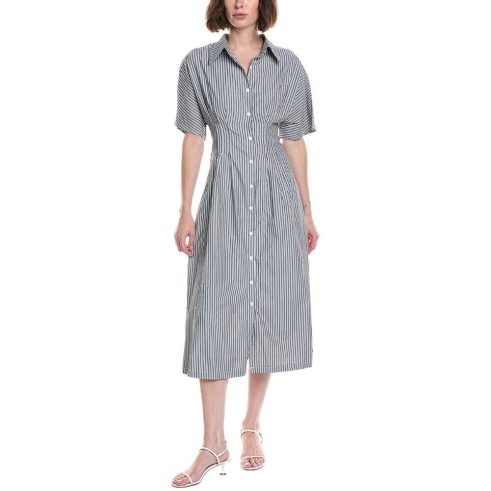 Colette Rose Womens  Striped Shirtdress, Gray